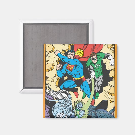 Superman & Green Lantern Fight Brainiac Magneet (Voorkant / Achterkant)
