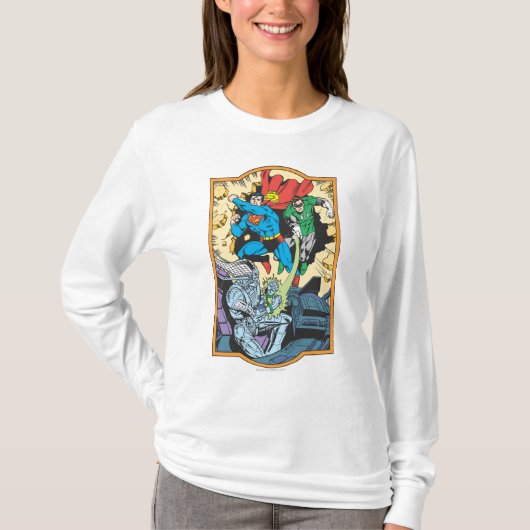 Superman & Green Lantern Fight Brainiac T-shirt (Voorkant)