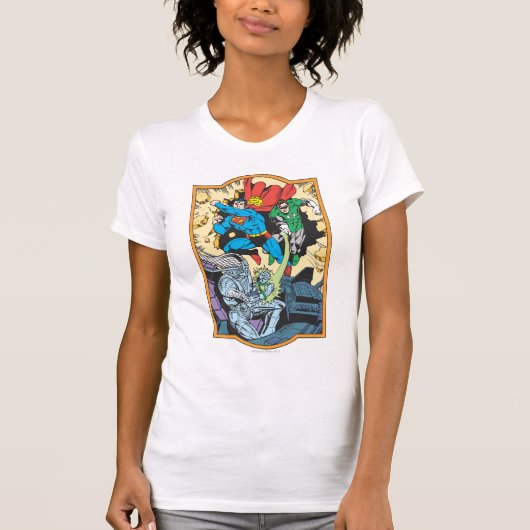 Superman & Green Lantern Fight Brainiac T-shirt (Voorkant)
