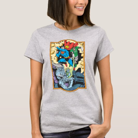 Superman & Green Lantern Fight Brainiac T-shirt (Voorkant)