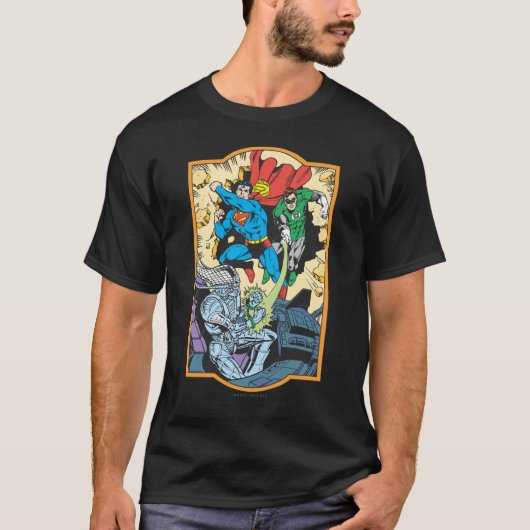 Superman & Green Lantern Fight Brainiac T-shirt (Voorkant)