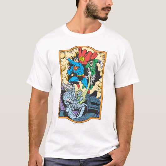 Superman & Green Lantern Fight Brainiac T-shirt (Voorkant)