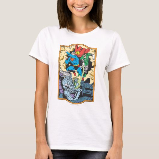 Superman & Green Lantern Fight Brainiac T-shirt (Voorkant)