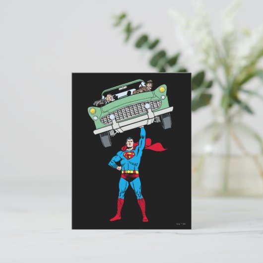Superman heeft een auto briefkaart (Staand voorkant)