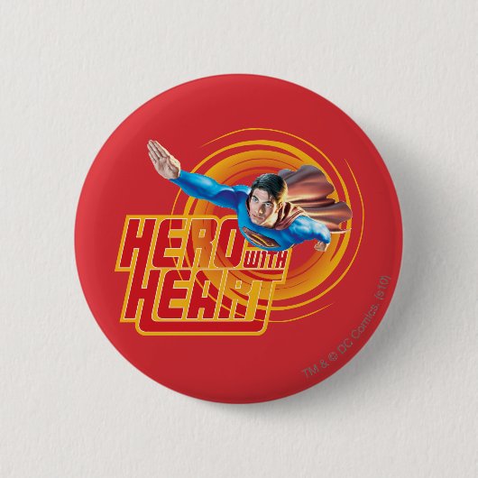 Superman Hero met Heart Ronde Button 5,7 Cm (Voorkant)