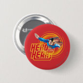 Superman Hero met Heart Ronde Button 5,7 Cm (Voorkant /achterkant)