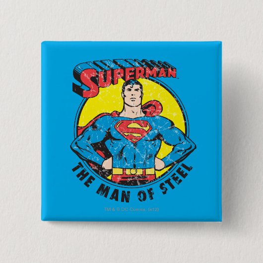 Superman Het Man staal Vierkante Button 5,1 Cm (Voorkant)