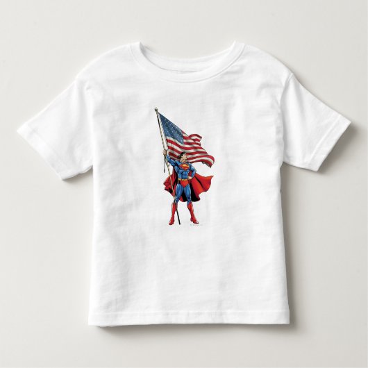 Superman Holding Amerikaanse vlag Kinder Shirts (Voorkant)