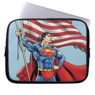 Superman Holding Amerikaanse vlag Laptop Sleeve