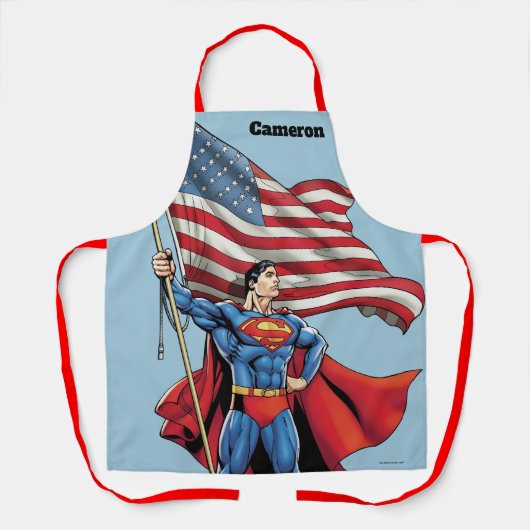 Superman Holding Amerikaanse vlag Schort (Voorkant)