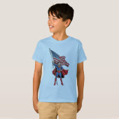 Superman Holding Amerikaanse vlag T-shirt (Voorkant volledig)