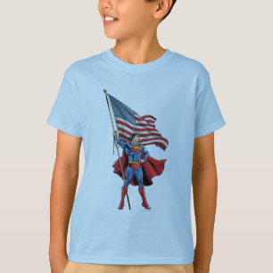 Superman Holding Amerikaanse vlag T-shirt