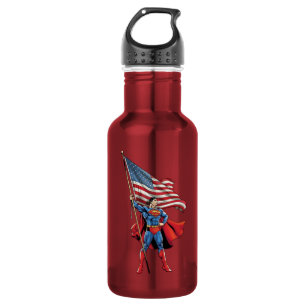 Superman Holding Amerikaanse vlag Waterfles