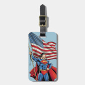 Superman Holding US Flag Bagagelabel (Voorkant verticaal)