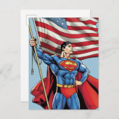 Superman Holding US Flag Briefkaart (Voorkant / Achterkant)