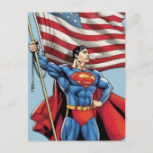 Superman Holding US Flag Briefkaart (Voorkant)