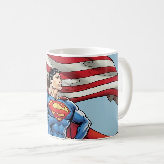 Superman Holding US Flag Koffiemok (Voorkant rechts)