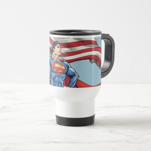 Superman Holding US Flag Reisbeker (Voorkant rechts)