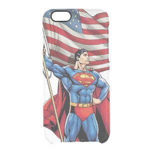 Superman Holding US Flag Doorzichtig iPhone 6/6S Hoesje
