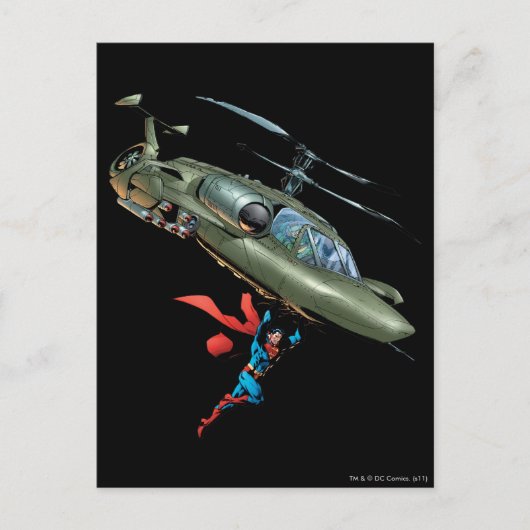 Superman houdt helikopter briefkaart (Voorkant)