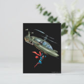 Superman houdt helikopter briefkaart (Staand voorkant)