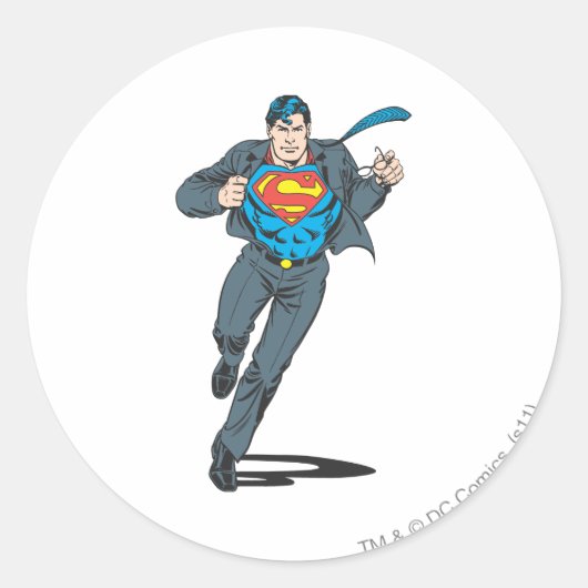 Superman in Business Garb Ronde Sticker (Voorkant)