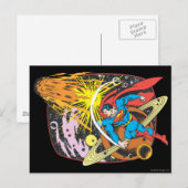 Superman in de ruimte briefkaart (Voorkant / Achterkant)