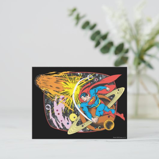 Superman in de ruimte briefkaart (Staand voorkant)