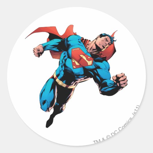 Superman in pak ronde sticker (Voorkant)