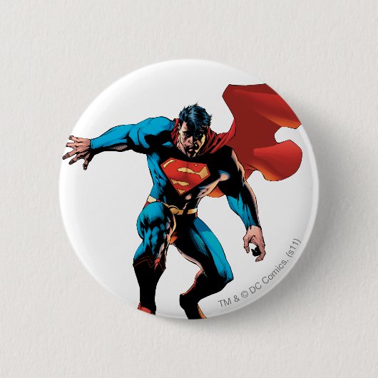 Superman in Shadow Ronde Button 5,7 Cm (Voorkant)