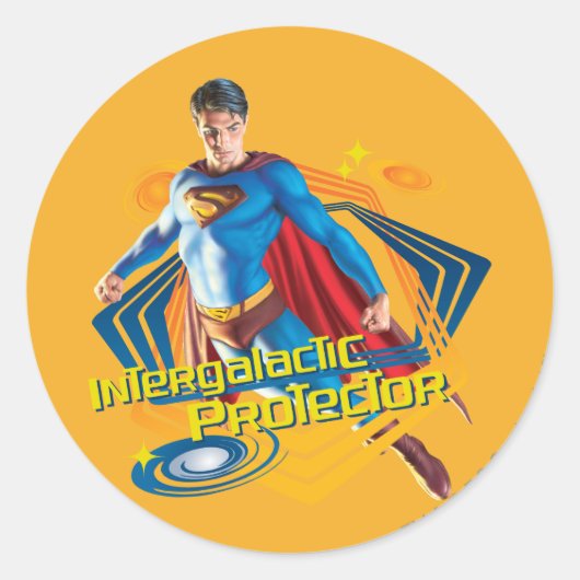 Superman Intergalactic Protector Ronde Sticker (Voorkant)