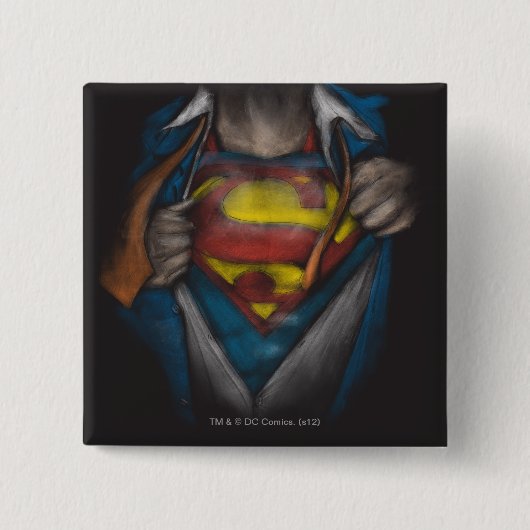 Superman | Kaas Schets in kleur onthullen Vierkante Button 5,1 Cm (Voorkant)