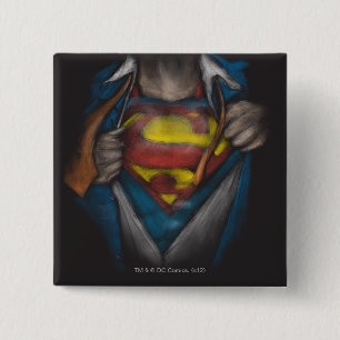 Superman   Kaas Schets in kleur onthullen Vierkante Button 5,1 Cm