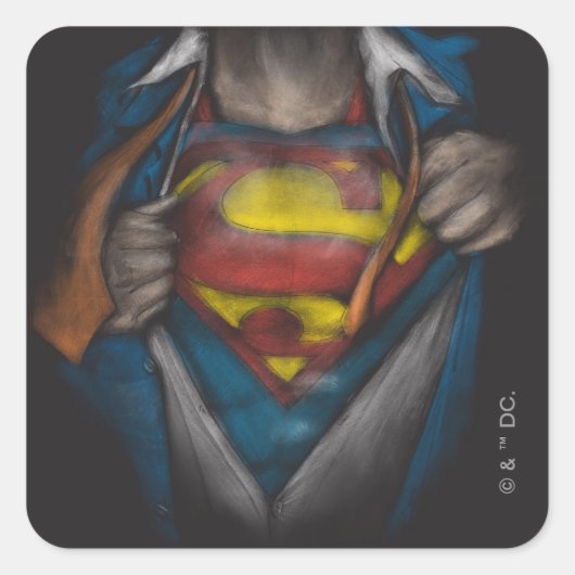 Superman | Kaas Schets in kleur onthullen Vierkante Sticker (Voorkant)