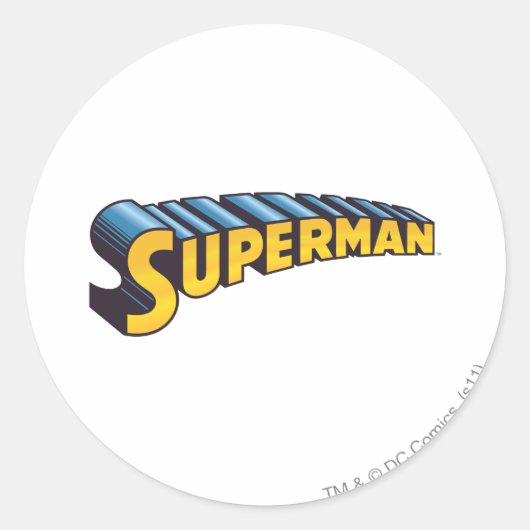 Superman | Klassieke naam Logo Ronde Sticker (Voorkant)