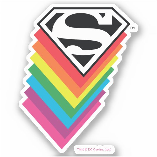 Superman Layered Rainbow-Logo Sticker (Voorkant)
