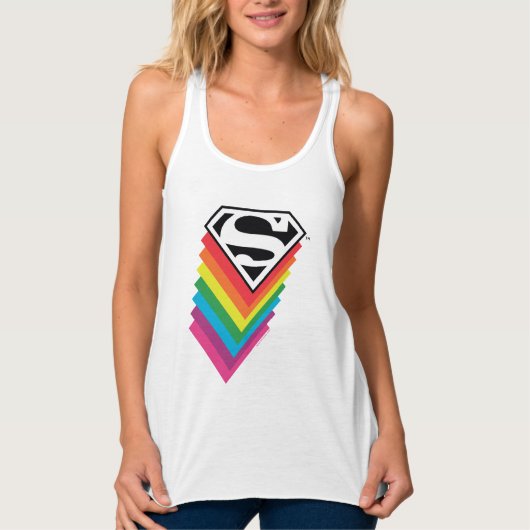 Superman Layered Rainbow-Logo Tanktop (Voorkant)