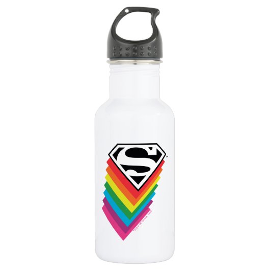Superman Layered Rainbow-Logo Waterfles (Voorkant)