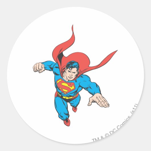 Superman Leaps Voorwaarts Ronde Sticker (Voorkant)