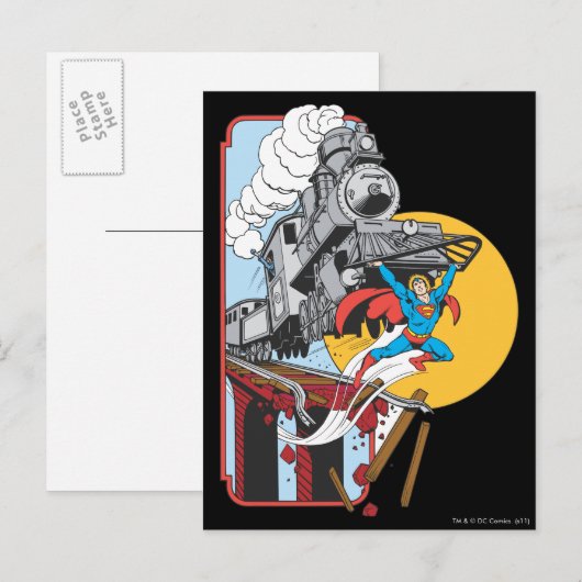 Superman Lifts Train Briefkaart (Voorkant / Achterkant)