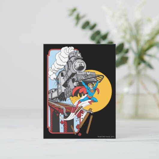 Superman Lifts Train Briefkaart (Staand voorkant)
