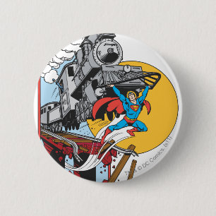 Superman Lifts Train Ronde Button 5,7 Cm