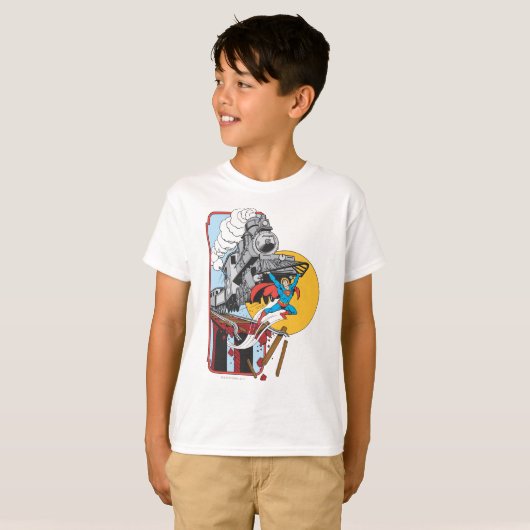 Superman Lifts Train T-shirt (Voorkant volledig)