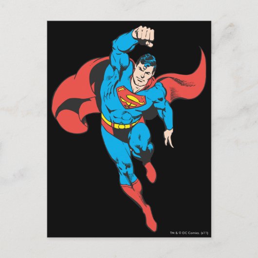 Superman links vuist opgetild briefkaart (Voorkant)