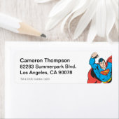 Superman links vuist opgetild etiket (Insitu)