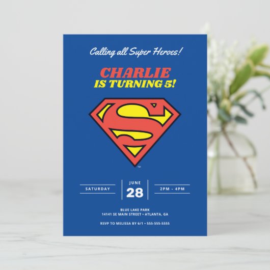 Superman Logo | Blue Super Hero Birthday Kaart (Staand voorkant)