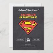 Superman Logo | Chalkboard Super Hero Birthday Kaart (Voorkant)