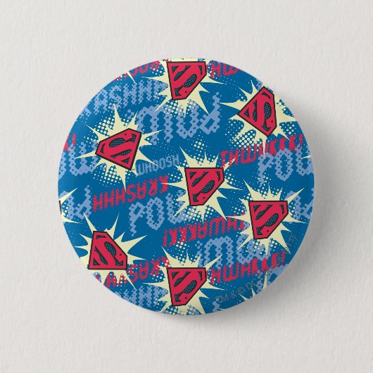 Superman Logo Patroon Ronde Button 5,7 Cm (Voorkant)