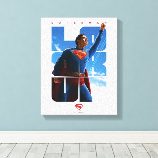 Superman Look Up Pose Canvas Afdruk (Insitu (Houten vloer))
