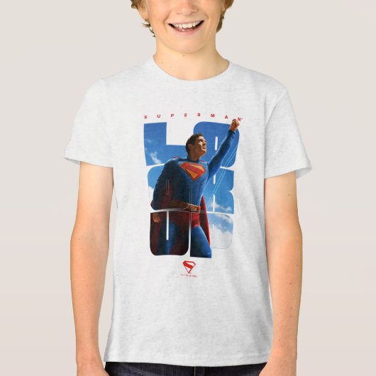 Superman Look Up Pose Tri-Blend Shirt (Voorkant)